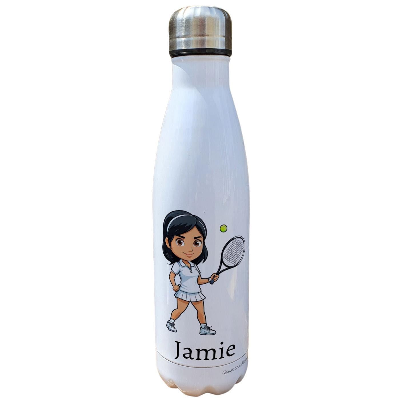 Personalised Women's Tennis Water Bottle, Gift for Sports Lover, Thank you present for Tennis Player, Gym Bottle, Insulated Sports Bottle