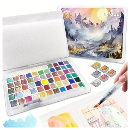 Eidevo Acuarelas Profesionales,66 Colores MetáLicos de Acuarela Con 1 Pincel de Agua,Set De Pintura De Acuarela,para Principiantes y Profesionales