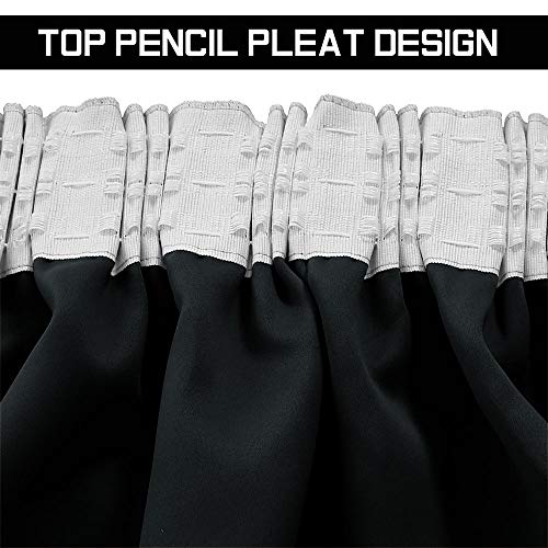 Aspire Homeware Blackout Curtains for Living Room Black Pencil Pleat Bedroom Curtains 90x90 Drop Pair of Thermal Insulated Super Soft Black Out Long Curtain with Tie Backs, 2 Panel - Image 4