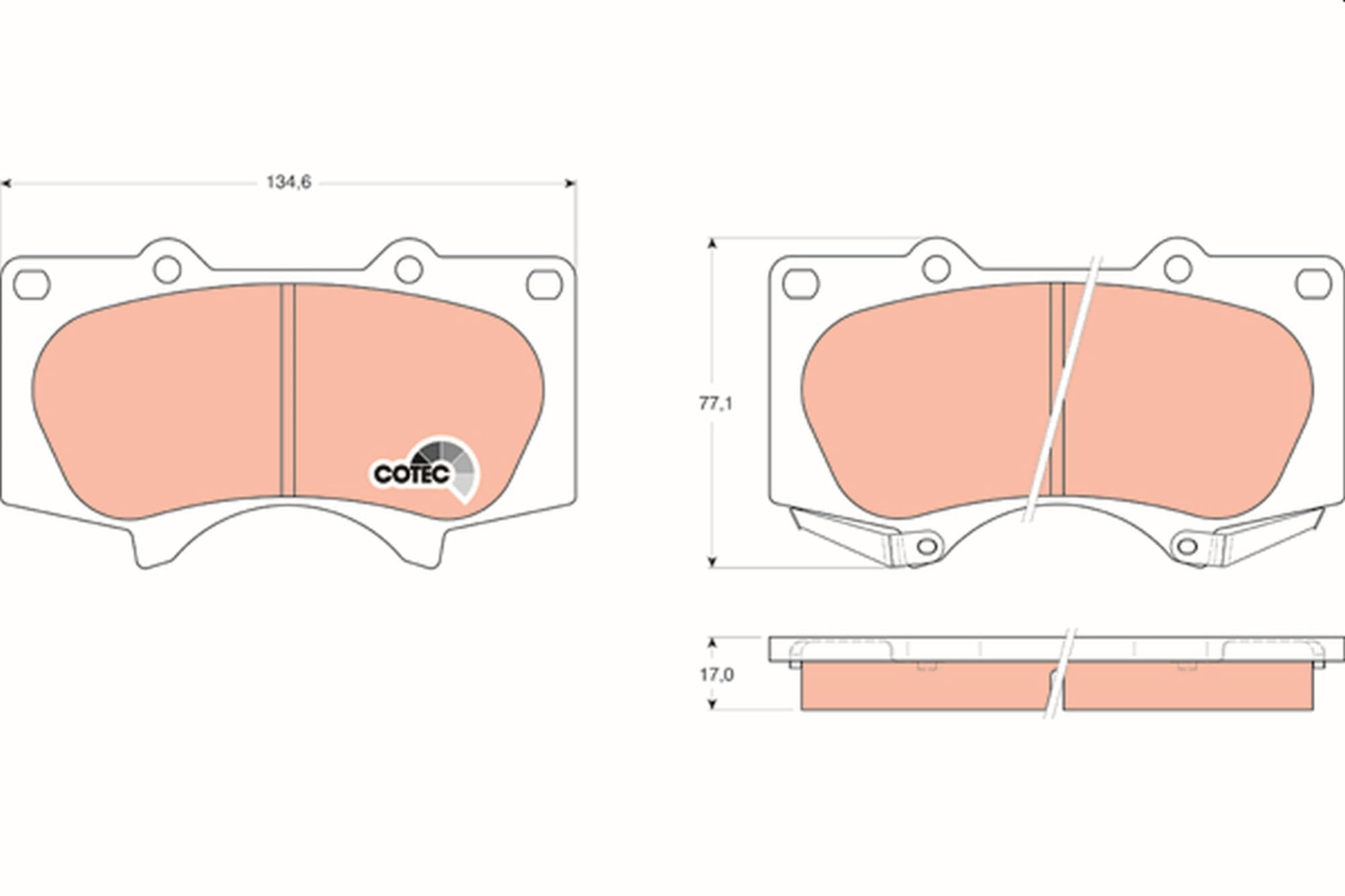 Image secondaire de TRW GDB3364 Kit De Plaquettes De Frein Frein à Disque COTEC pour Toyota Hilux VIII Pick-up (_N1_) 2015 - Essieu Avant et autres