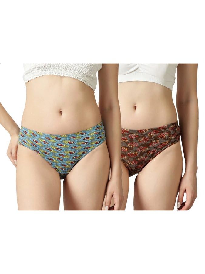 Image of Lux Amore Brasso Panty for Women - Value Pack| Leak-Resistant Period Panty | Stylish Dark Prints | Breathable & Durable Brasso Fabric | Confidence Wear (Color & Print May Vary)