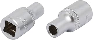 Aexit 25mm Length Hand Operated Tools 1/4-inch Square Drive 4.5mm 12-Point Impact Socket Silver Tone 2pcs Model:31as56qo701