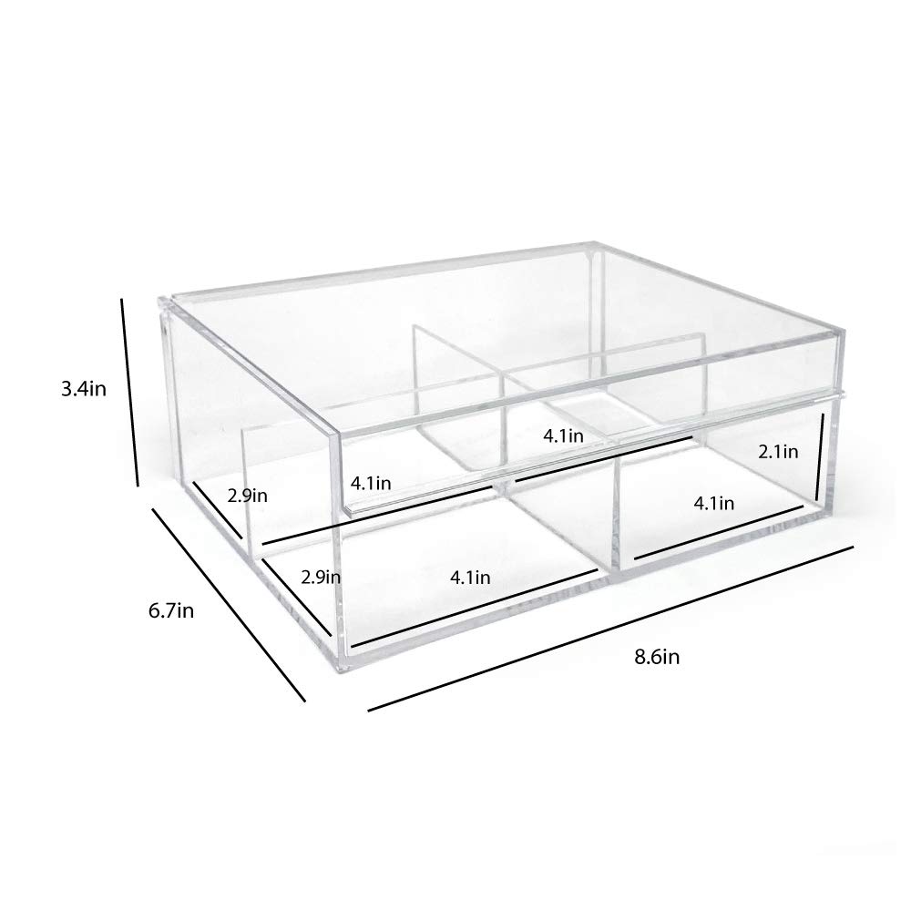 Isaac Jacobs 4-Compartment Clear Acrylic Organizer with Lid (6.7