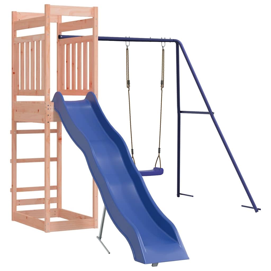 Spielturm Massivholz Douglasie 242 x 335 x 207 cm Spielturm Klettergerüst mit Rutsche Schaukel Kletterwand Kinder Kletterturm Spiel-Zubehör für Garten Holz Spielplatz Spielhaus