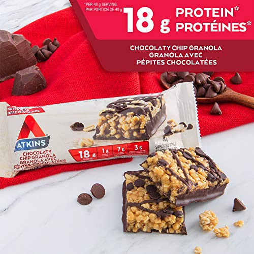 Atkins Protein Bars - Chocolaty Chip Granola, Low Sugar, Keto Friendly, High Protein, High Fibre, 1g Sugar, 3g Carbs, 5ct - Image 6