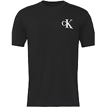 Calvin Klein Uomo T-Shirt Maniche Corte Left Chest Logo Tee Slim Fit, Nero (Black), XS