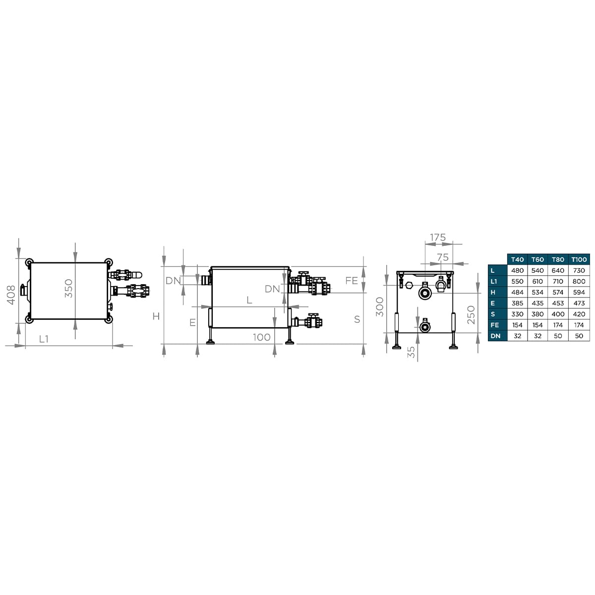 SFA – Sanigrease T 40 – Fettabscheider – Für Restaurantküchen – Fassungsvermögen 39 l – Behälter auf 4 Füßen – Herausnehmbarer Schlammfang – Kompakt – 55 x 40,8 x 48,4 cm