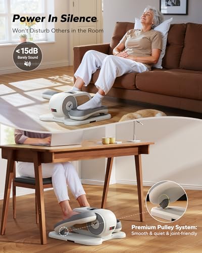 Image of MERACH Under Desk Elliptical Machine, Leg Exerciser While Sitting for Seniors with 12-Speeds & Remote Control, Quiet Portable Electric Seated Pedal Exerciser Machine for Home Office
