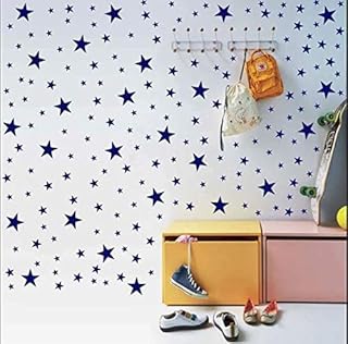 Wall Decals Dark Blue Stars for Kids Room, 3-4-5centimeter Mix 112 Pcs, Easy to Peel Easy to Stick, Safe On Walls and Paint, Vinyl Decor by Bugybagy. (Matte Dark Blue)