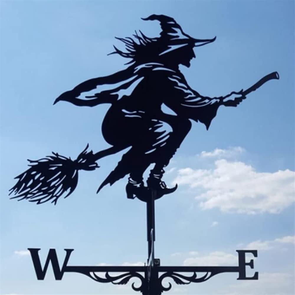 WIQUYBML Outdoor Garden weathervane barn shed roof Weather Vane Wind Decoration(Witch)