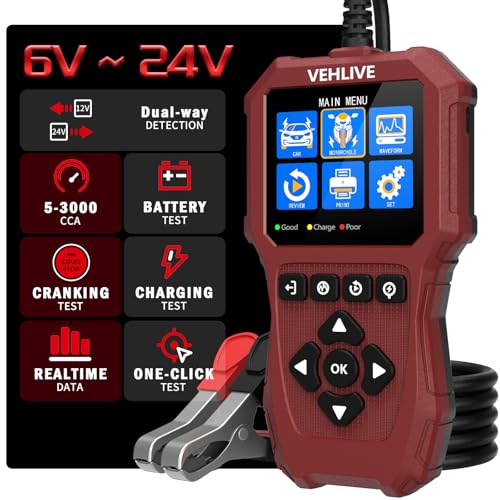 Car Battery Tester 6V 12V 24V with Lithium Battery Testing, ...