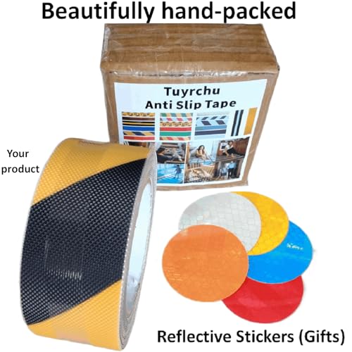 Image of Anti Slip Tape 2 Inch Wide, Waterproof Grip Adhesive Heavy Duty High Traction Friction for Indoor /Outdoor Steps (17 Ft /Yellow-Black).