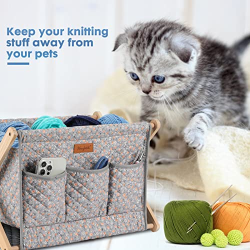 Image of Yarn Caddy Large Size Yarn Storage Organizer for Yarn Skeins-Organizer for Crochet Hooks Knitting Needles Other Accessories (Tulip-Orange)(Easy Assembly)