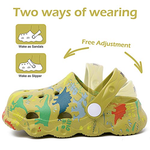 Kids Dinosaur Garden Shoes Cute Cartoon Sandals Clogs Toddler Beach Pool Water Shoes Summer Slides For Boys Girls (Green, Numeric_12) #TOP5