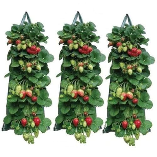 2024 Hanging Strawberry Planter - Upside-Down Patio Garden Tomato Grow Bags With Handle for Outdoor (3)