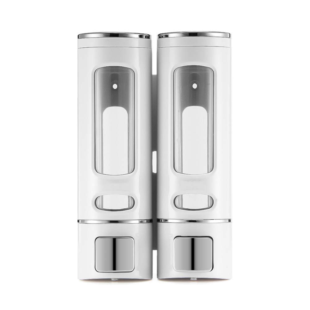 Distributeur de Savon Liquide de Salle de Bains fixé au Mur pour la Cuisine en Plastique 400 ML Gel de Douche détergent shampooing Bouteille hôtel Accessoires pour la Maison Double tête