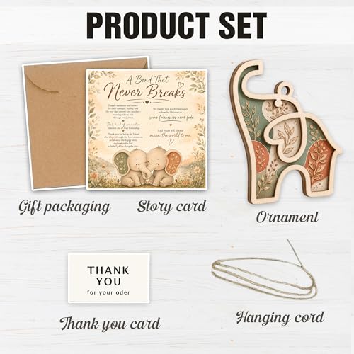 Friendship Elephant Ornament, Best Friend Gift for Women, Friendship Gifts for Women, Elephant Gifts for Friend, Unique Gifts for Best Friends, 2 Layer Elephant Sun Catcher, 4.3 x 4 Inch - Image 2