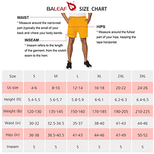 image for BALEAF Men's 5 Inches Running Athletic Shorts Zipper Pocket Yellow Siz