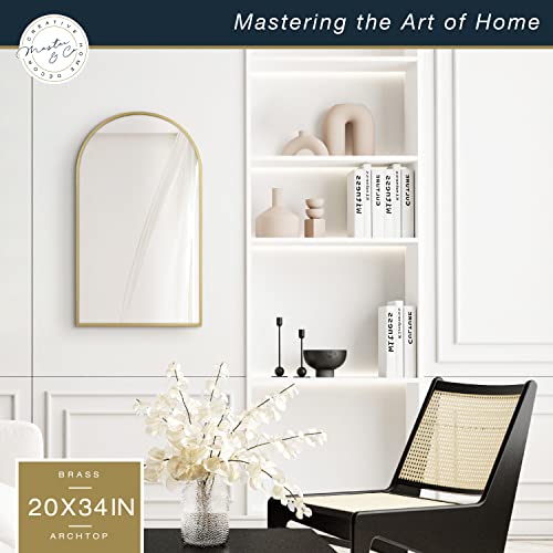 Image of MCS Master & Co. Metal Arch Mirror, 20x34, Brass, for Bathroom & Bedroom
