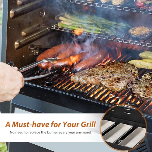 Heavy Duty Cast Stainless Steel Grill Burners 4 Set, Outdoor Premium Gas BBQ Grill Burner Replacement, Compatible with Bull Cal Flame Turbo Blaze Jenn Air Nexgrill Thermos Aussie Beefeater Lion...