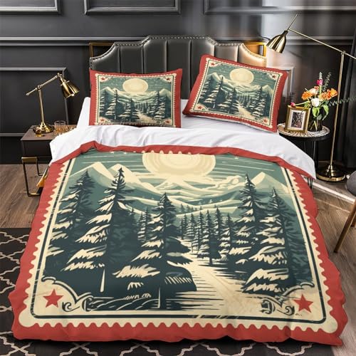Housse de couette Noël vintage 200x200 parure lit microfibre - 5