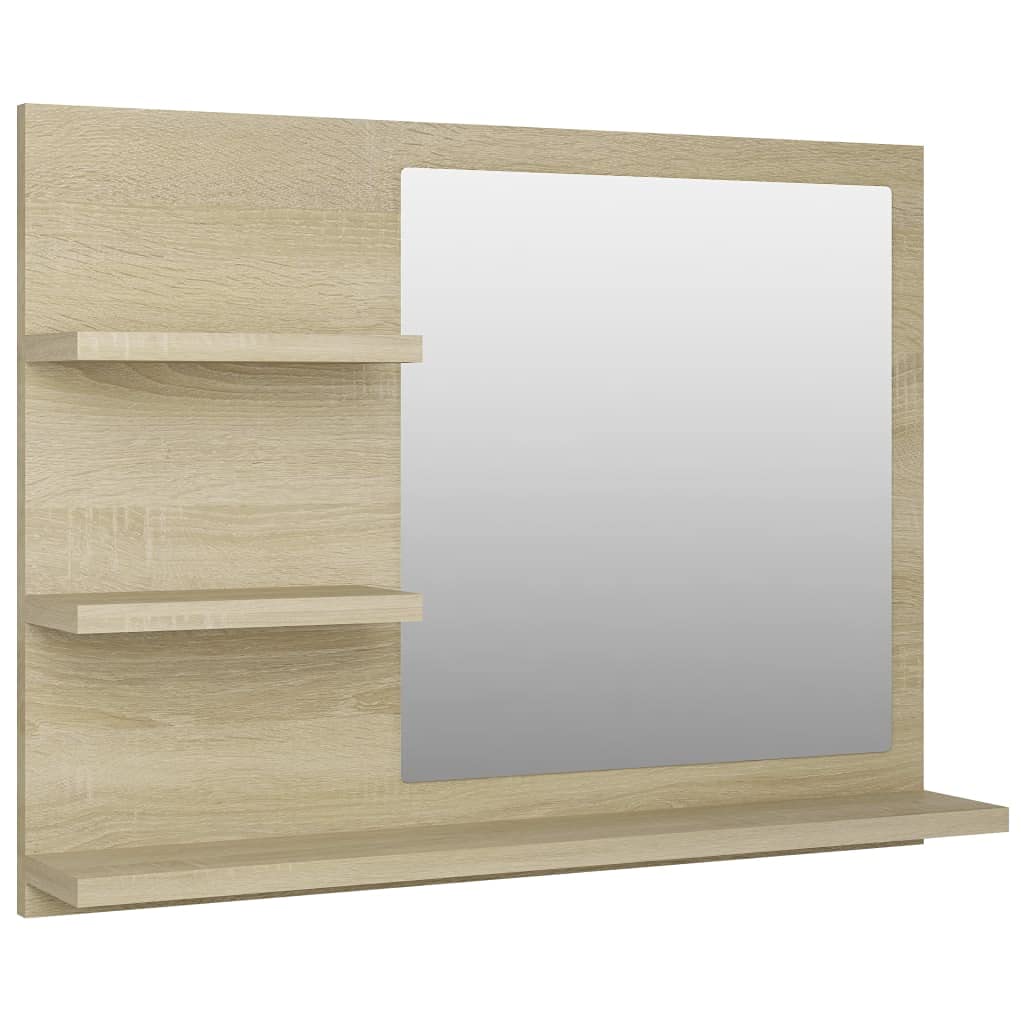 vidaXL Bathroom Mirror Home Decor Bathroom Washroom Storage Vanity Unit Wall Mounted Cosmetic Makeup Dressing Mirror Sonoma Oak Chipboard