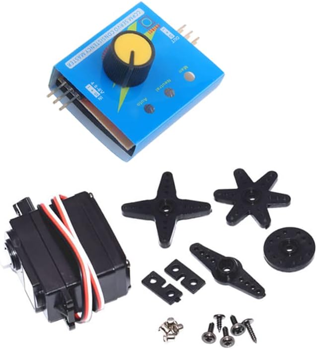DS04-NFC 360 Degree Continuous Rotation Micro Servo Motor+3CH Digital Multi Servo Tester ECS RC Consistency CCMP Master Speed Controller for Helicopter Car Boat Servo