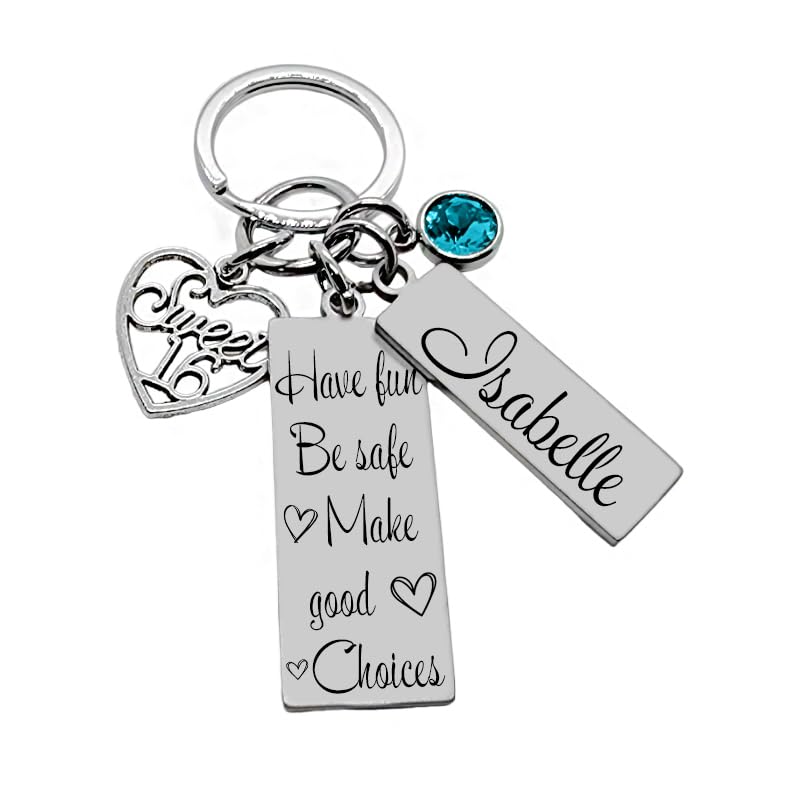 Sweet 16 Gift, Life is Beautiful Enjoy the Ride, New Driver, Personalized Keychain for Teenage Girl, Have Fun, Enjoy the Journey Active2