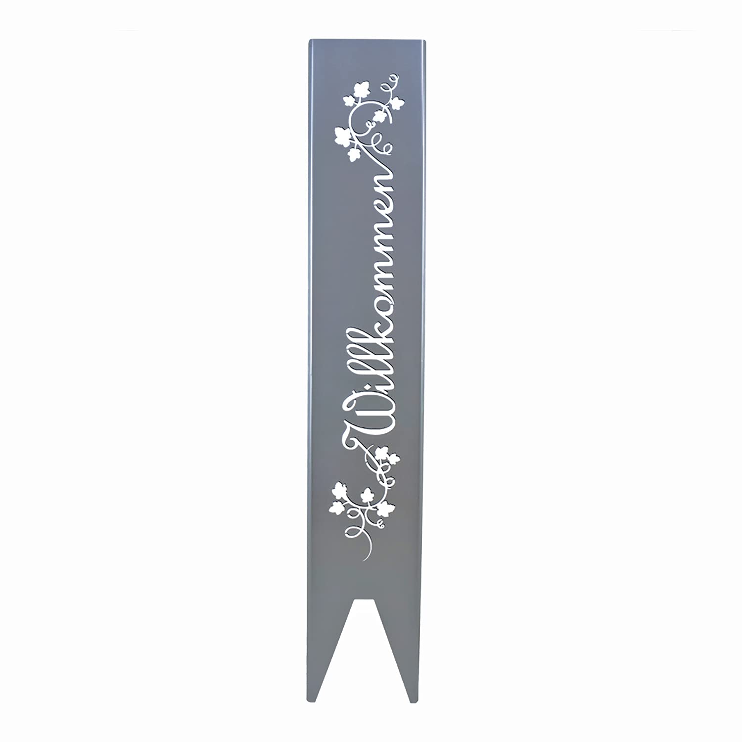 tuning-art EW100 Gartenstecker Gartenschild Willkommen | Edelrost Garten Deko | Abkantung | 120cm x 21cm