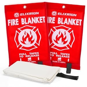 Emergency Fire Blanket 2 Pcs, 40″ x 40″ Fiberglass Suppression Blanket Portable Fire Extinguisher Blanket for Kitchen, Retardant Protection Emergency Safety Blanket for Home Car and Camping