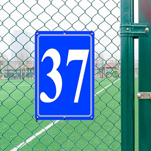 Image of Premium Aluminum Number Signs 37, Metal 12 inch X 8 inch Blue Numbered Signs Outdoor for Parking Lots, Floor, Dock, Court, Aisle, Field, High Visibility, No Fade, Weather-resistant