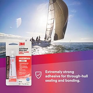 3M Marine Adhesive Sealant Fast Cure 5200 (06535) Permanent Bonding and Sealing for Boats and RVs Above and Below the Waterline Waterproof Repair, White, 1 fl oz Tube