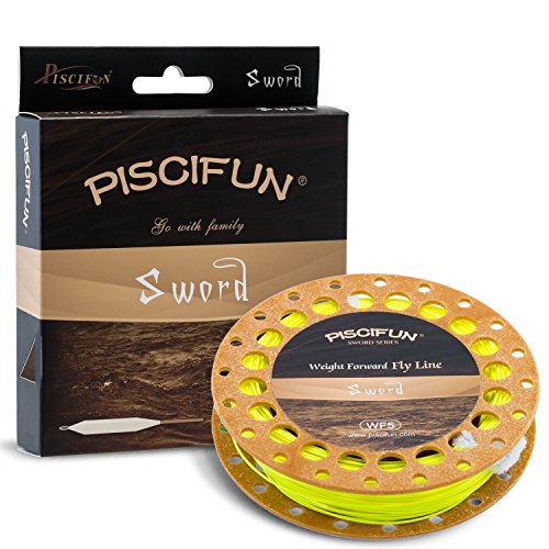 Línea flotante para pesca, línea de pesca con bucle soldado, de Piscifun Sword, amarillo fluorescente, WF-6F 100ft