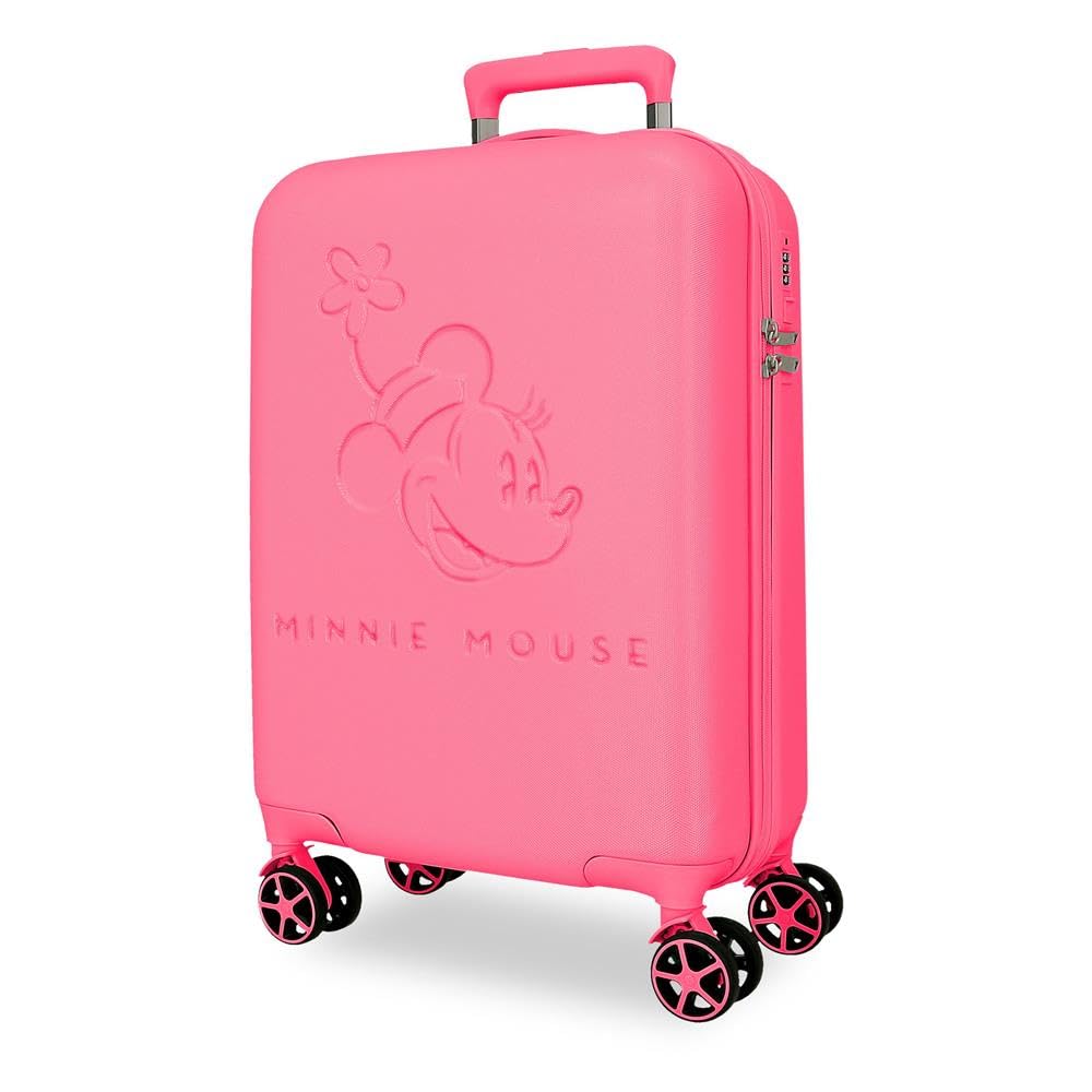 Disney Traveling with Minnie, Maleta Infantil Fabricada en ABS, un Material rígido y Ligero, Ruedas Dobles, Cierre de combinación Lateral, de Joumma Bags