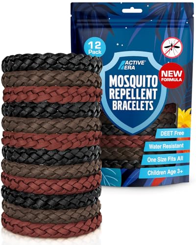 Active Era Mosquito Repellent Bracelet [12 Pack], Insect Midge & Mosquito Bands - Powerful DEET Free Formula - Waterproof with 250 Hours / 10 Days of Protection (Assorted Brown and Black - 12 Pack)