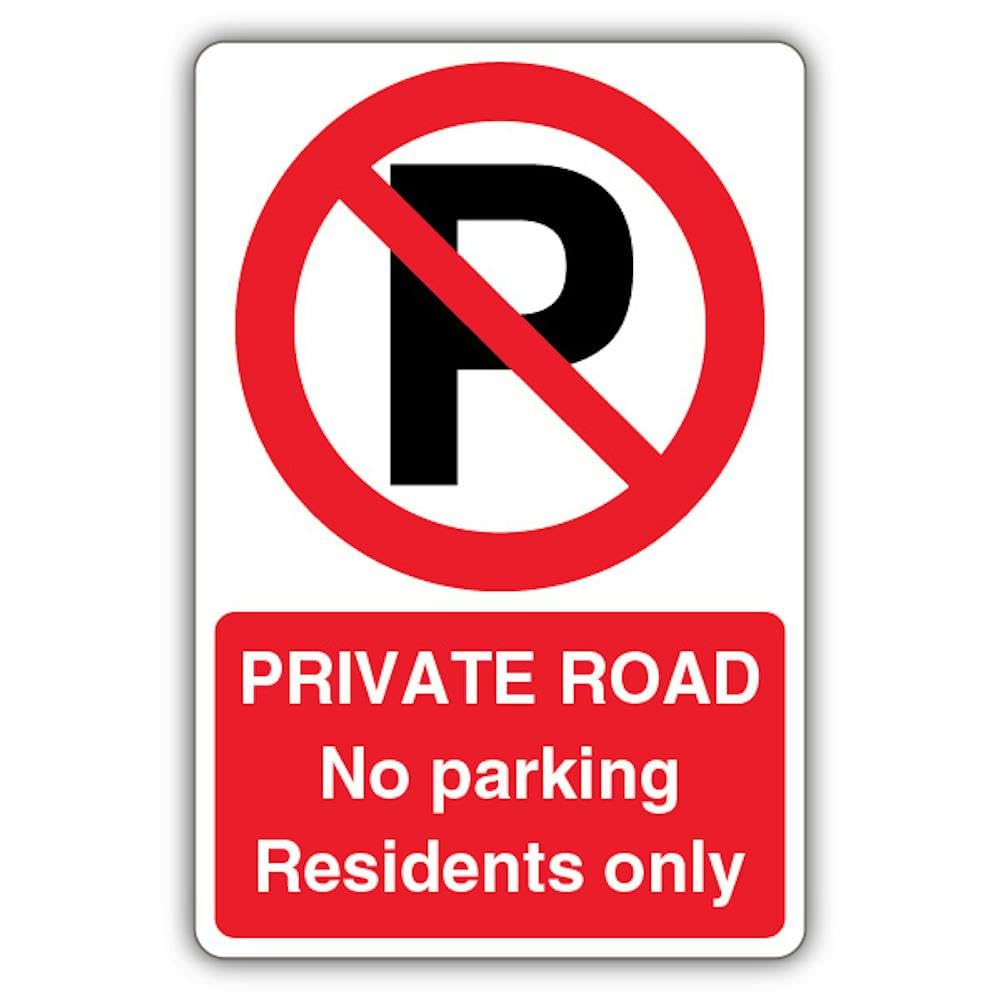 V Safety Private Road No Parking Residents Only - Prohibition 'P' Safety Sign - 300 x 450 mm - 3mm Aluminium Composite