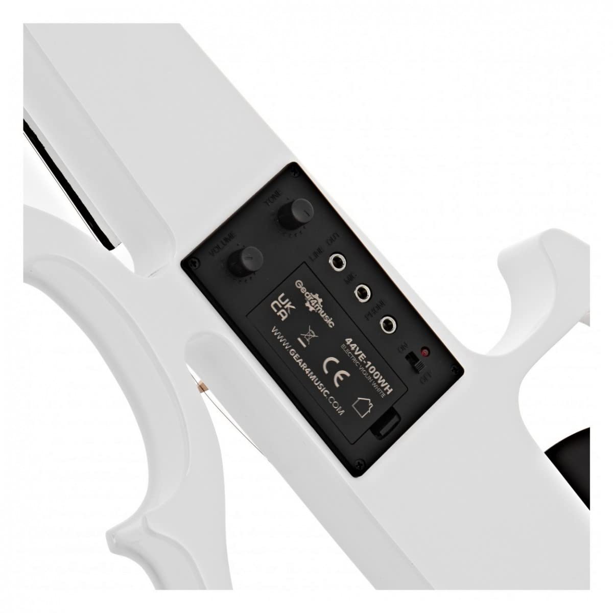 Gear4music Violino Elettrico per Adulti, Bianco | Suono elettrico notevole per la sperimentazione, manopola di tonalità con pickup sotto ponticello, finiture acero e betulla