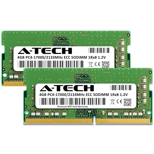 Image of A-Tech 8GB Kit (2x4GB) DDR4 2133MHz PC4-17000 ECC SODIMM 1Rx8 Single Rank 1.2V 260-Pin RAM Memory Upgrade Modules for Microserver, Workstation, and Networking Platforms