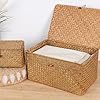 Moosky Wicker Shelf Baskets With Lid,Natural Seagrass
