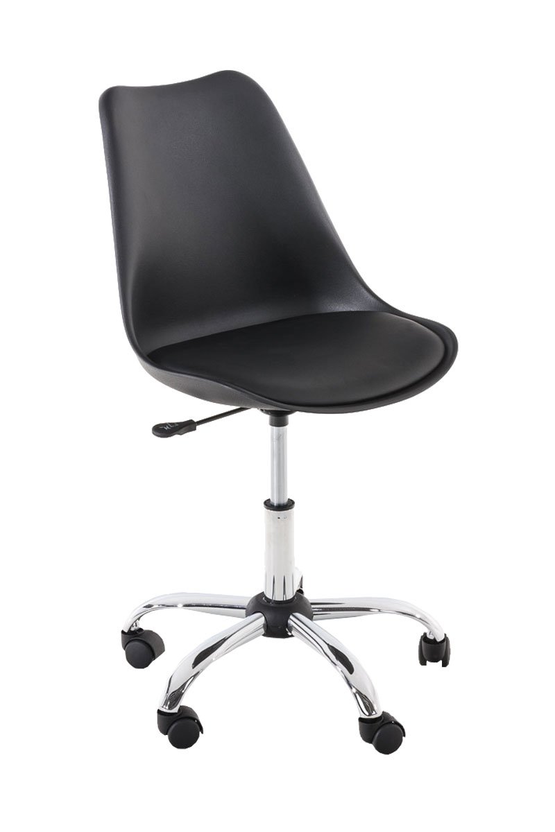 CLP Chaise de Bureau Ergonomique PEGLEG - Fauteuil de Bureau ŕ Roulette avec Dossier en Plastique Solide - Assise Revętu en Similicuir Hauteur R, Couleur:Noir
