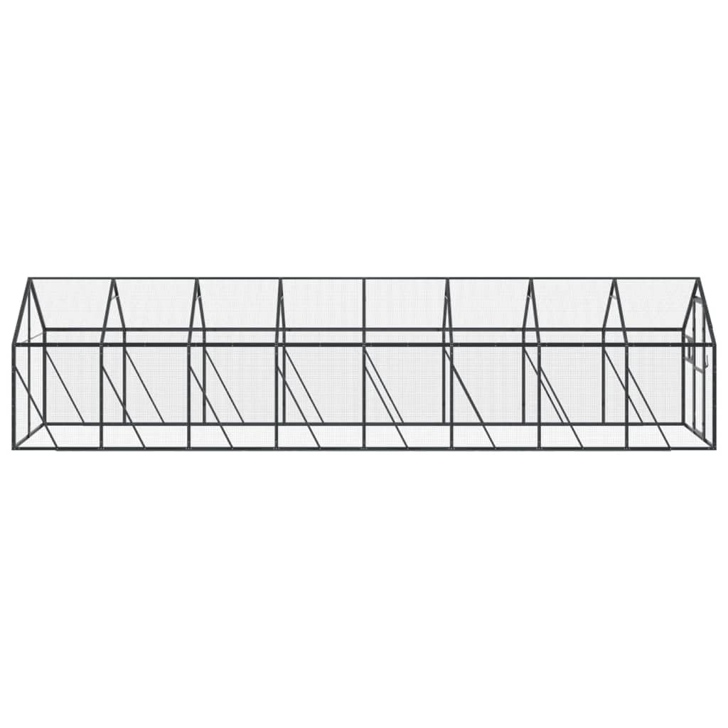 Woliera antracytowa, 1,79 x 8 x 1,85 m, aluminiowa z siatką drucianą, zamykanymi drzwiami i oknami, duża klatka dla papugi, papugi falistych, kanarek i małych zwierząt