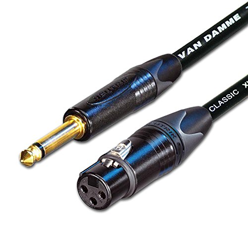 Van Damme & Neutrik Female XLR To 1/4-Inch Mono Jack Mic To Mixer/Amp Input Lead, Black, 2 m