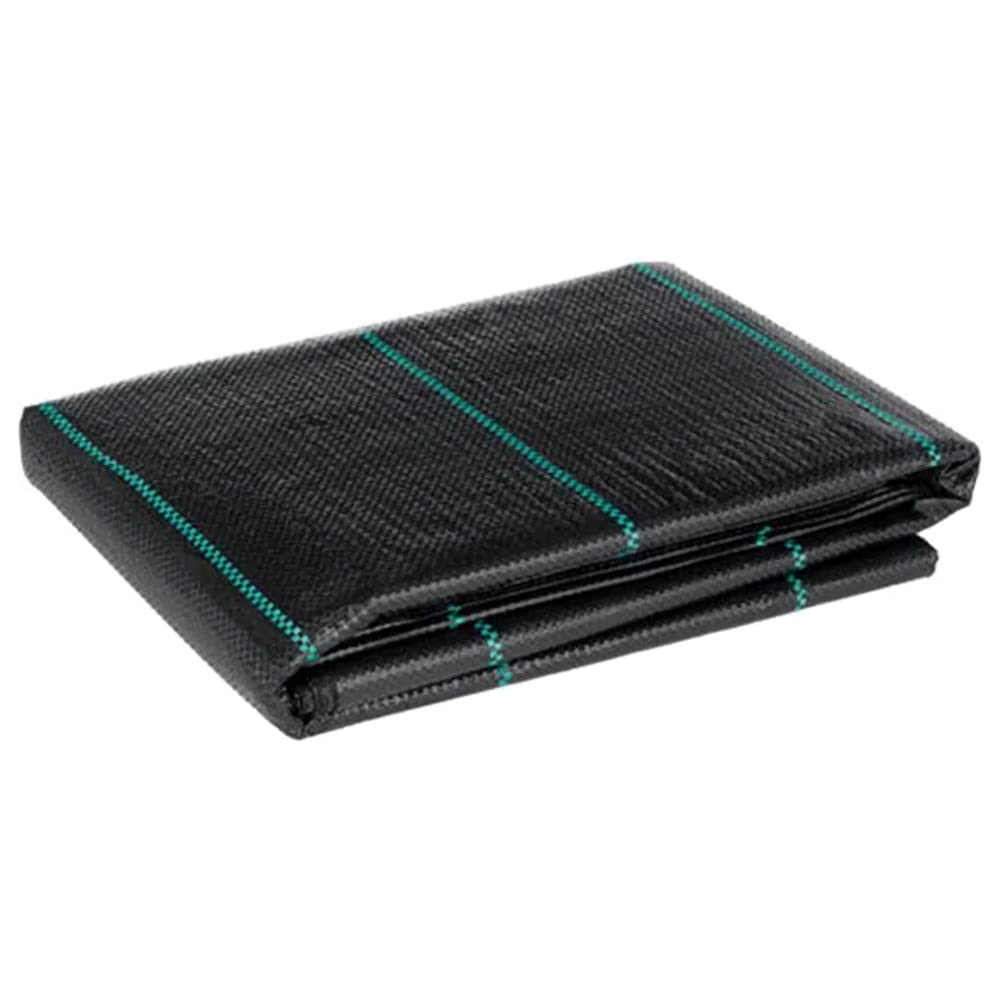 1.5 x 25 m / 4.9 x 82.0 ft Weed Control Membrane, Weed Control Woven Fabric, Ground Cover Sheet, 100 GSM, UV Stabilised, Weed Barrier Mat. Perfect for Gardens, Patios, Flower Beds, Landscaping (Black)