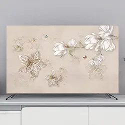 Capa de TV interna com impressão de flores, capas de proteção de TV para TVs LED/LCD, protetor de tela à prova de poeira, tecido macio, montagem na parede, capa de exibição de mesa, decoração de sala