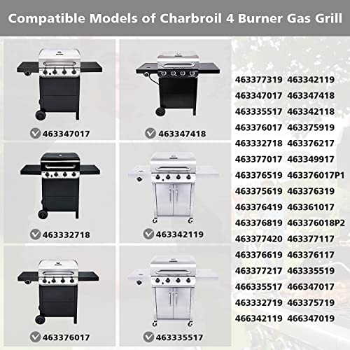 Barbqtime Grill Replacement Parts For Charbroil Performance 4 Burner Grill 463377319 463342119 463347017 463347418 463335517 463342118, Stainless Steel Accessory Part Kit For Char-Broil Gas Grill #TOP1