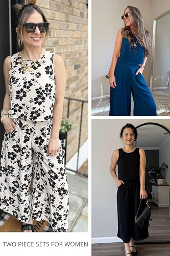 Lepunuo Womens Summer 2 Piece Outfits Sleeveless Crop Top Flowy Wide Leg Pants Matching Sets Vacation Beach Travel Outfits4
