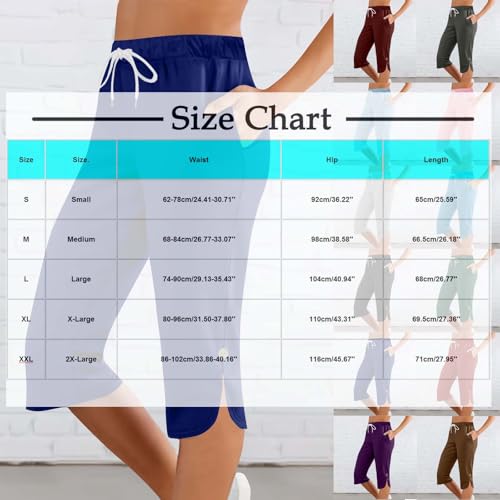 Anjikang Women's Capris with Pockets Summer Casual Wide Leg Work Capri Pants Dressy Golf Pant Workout Stretchy Yoga Sweatpant3