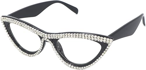 Miniatura 4 de FUPRECIOUS Cateye - Gafas de lectura para mujer, con bloqueo de luz azul, con diamantes de imitación