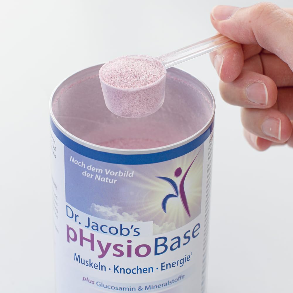 Dr. Jacob’s pHysioBase I für Sport und Alltag I für Knochen und Muskeln* | Mit veganem Glucosamin, Kaliumcitrat, Magnesiumcitrat, Calciumlaktat und Vitamin C I für die Säure-Basen-Balance*