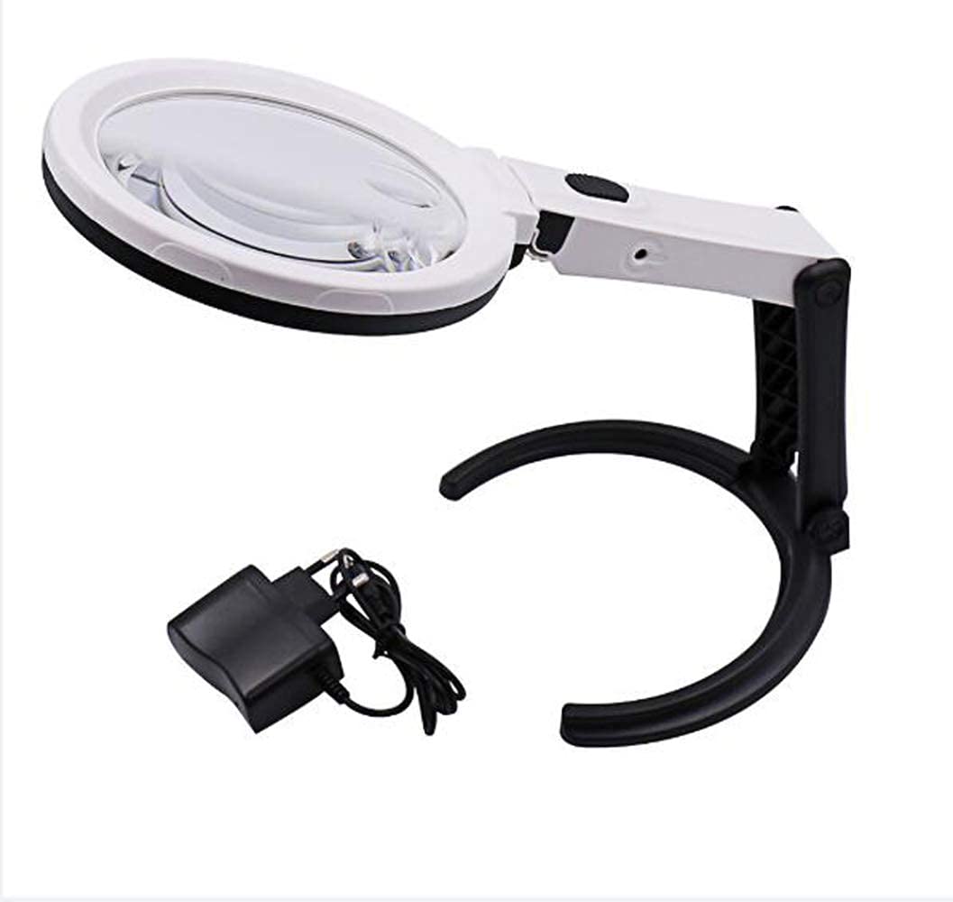 SaryEdge Magnifying Glasses Magnifier, Magnifying Glass 2X 5X 10LED Lights 120MM Super High Clarity Lightweight Handheld Magnifier for Reading Maps - Jeweler W,